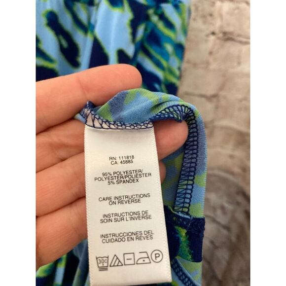 Michael Kors Dress Womens Large Turquoise Animal Print A Line Pockets Stretch - Picture 12 of 13